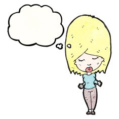 cartoon woman with thought bubble N72