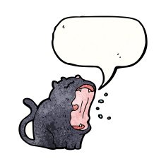 funny cartoon black cat with speech bubble N2