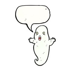 cartoon ghost with speech bubble N42