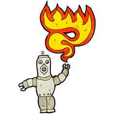 cartoon robot shooting fire N2