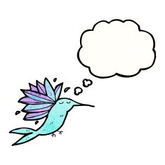 cartoon hummingbird with thought bubble N14