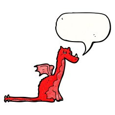 cartoon red dragon with speech bubble N2