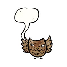 Cartoon owl with speech bubble N98