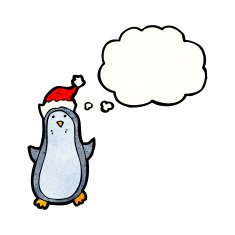 funny penguin with thought bubble N10