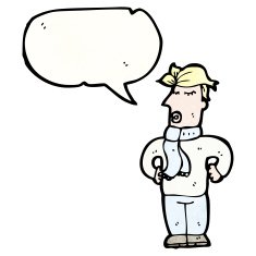 cartoon man with speech bubble N64