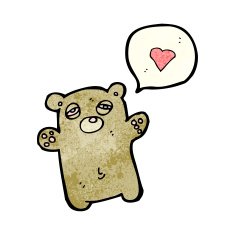 tired teddy bear with love heart N2