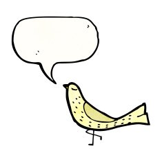 cartoon bird with speech bubble N363