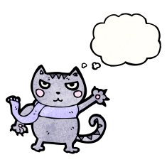 cartoon cat with thought bubble N154