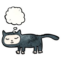 cartoon cat with thought bubble N157