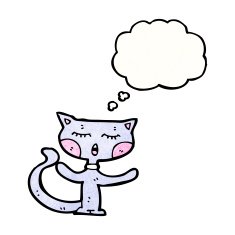 cartoon cat with thought bubble N160