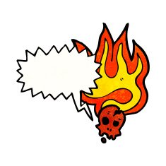 Cartoon Flaming Skull N46