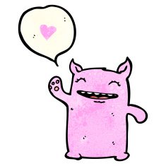 friendly pink monster cartoon N3