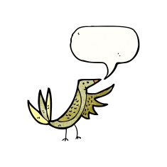 cartoon bird with speech bubble N368