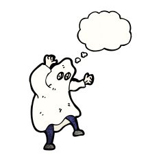 cartoon man in ghost costume N10