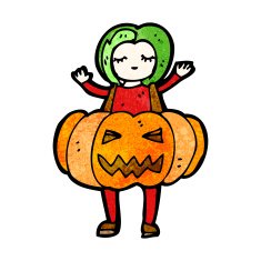 cartoon girl in pumpkin outfit N2