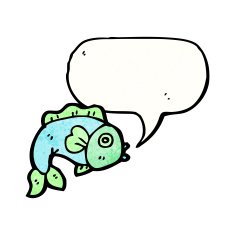 cartoon fish with speech bubble N126