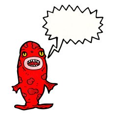 cartoon pirana with speech bubble N2