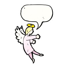 cartoon angel with speech bubble N15