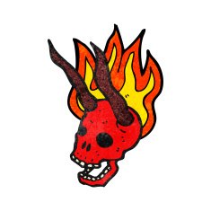 flaming devil skull cartoon N2