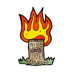 flaming tree stump cartoon N2