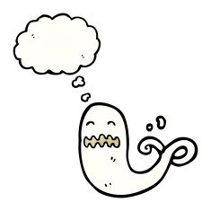 ghost with thought bubble cartoon N14