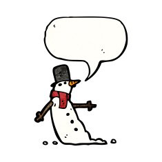 cartoon snowman with speech bubble N15