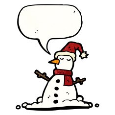 cartoon snowman with speech bubble N16