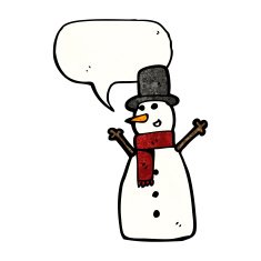 cartoon snowman with speech bubble N17