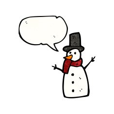cartoon snowman with speech bubble N18