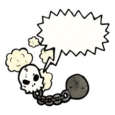 cartoon skull with ball and chain N2