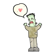 cartoon frankenstein's monster in love N2