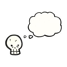 skull with thought bubble cartoon N3