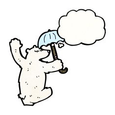 cartoon polar bear with thought bubble N59