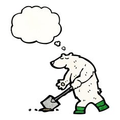 cartoon polar bear with thought bubble N60