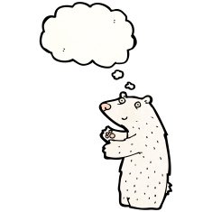 cartoon polar bear with thought bubble N61