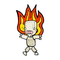 cartoon robot on fire N4