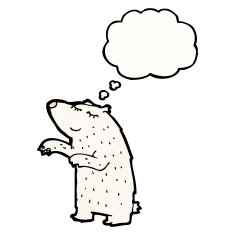 cartoon polar bear with thought bubble N62