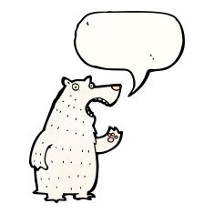 cartoon polar bear with speech bubble N65