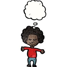 cartoon boy with thought bubble N34
