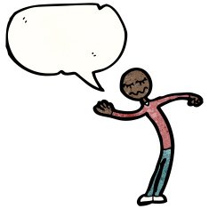cartoon stick man with speech bubble N11