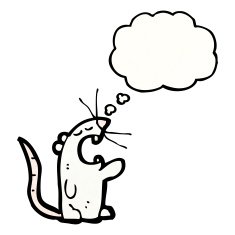 white mouse with thought bubble N7