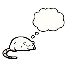 white mouse with thought bubble N10
