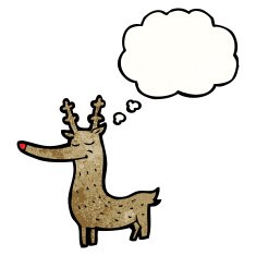 cartoon reindeer with thought bubble N15