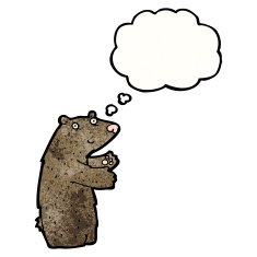 cartoon bear with thought bubble N47
