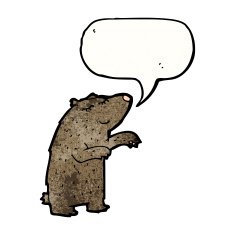 cartoon bear with speech bubble N49