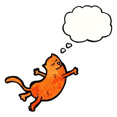 cartoon cat with thought bubble N163