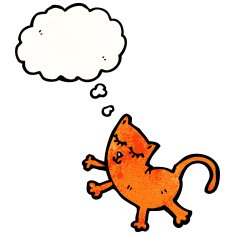 cartoon cat with thought bubble N164