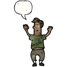 happy cartoon man with speech bubble N5