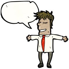 happy cartoon man with speech bubble N8