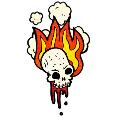flaming skull cartoon N25